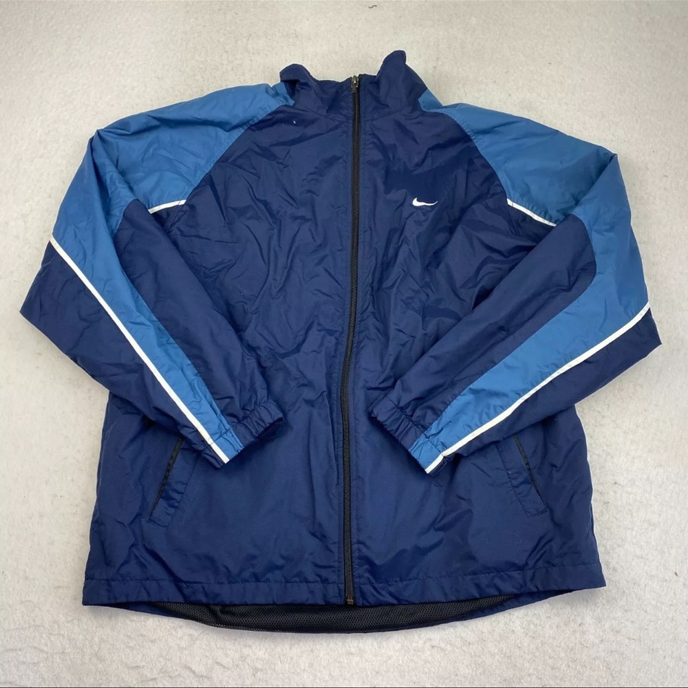 Vintage 90s Nike Windbreaker Full Zip Jacket Men's Large Blue Lightweight Nylon